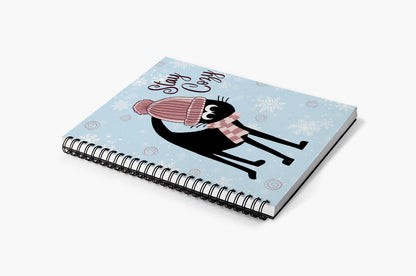 Pom Pom Hat Winter Black Cat Notebook