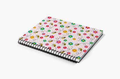 Bee Happy Daisy Pattern Notebook