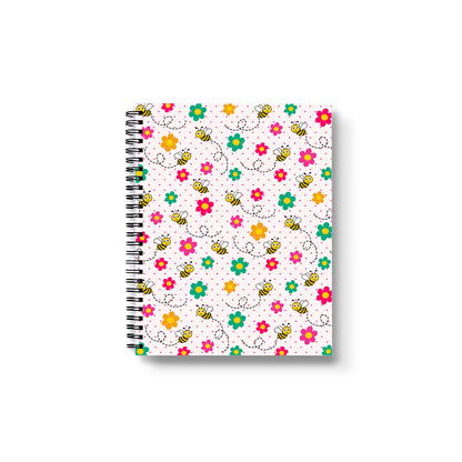 Bee Happy Daisy Pattern Notebook